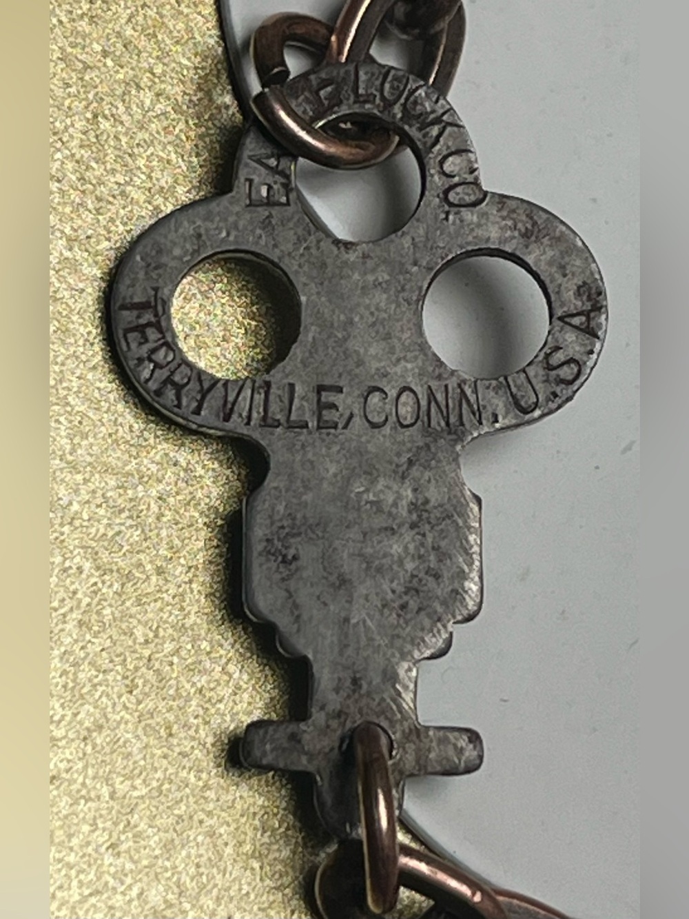 Eagle Lock Co. Antique trunk key copper chain bracelet Handmade